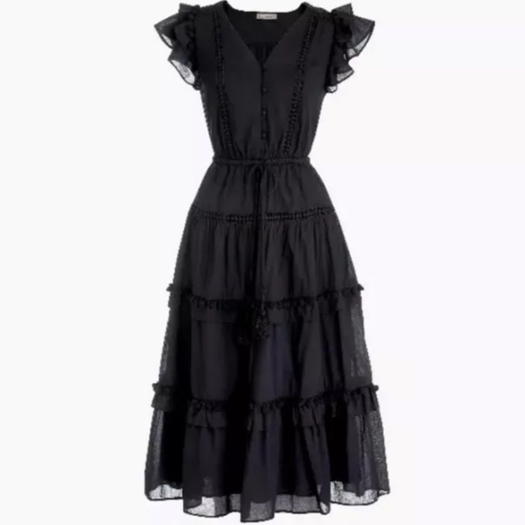 J. Crew Dresses & Skirts - Point Sur for J Crew Black Pom-pom Dress In Cotton Voile